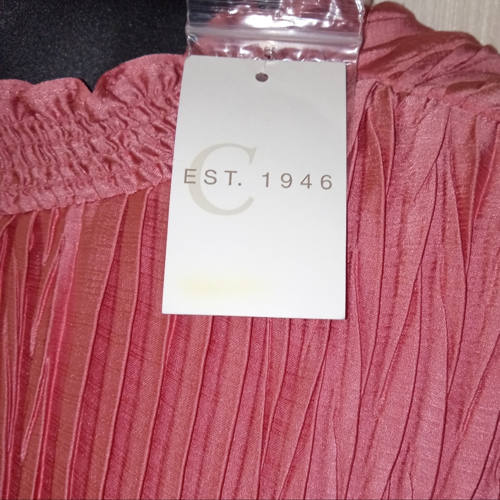 Pleated Pink Ruffled Blouse NWT - Picture 3 of 8